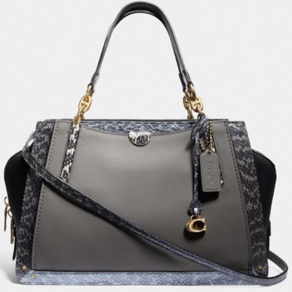 Coach Dreamer 36 Colorblock Grey Snakeskin Leather